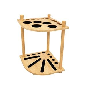 Leaf Living Arix Mahogany Corner Cue Rack, 8-cue Wooden Floor Stand With Dual-level Holders - Wood