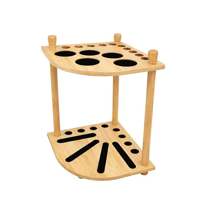 Leaf Living Arix Mahogany Corner Cue Rack, 8-cue Wooden Floor Stand With Dual-level Holders - Wood