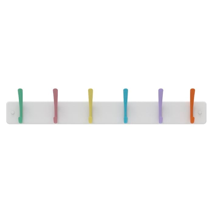 MODE 6 Pastel Hooks On White Board Hat And Coat Rack