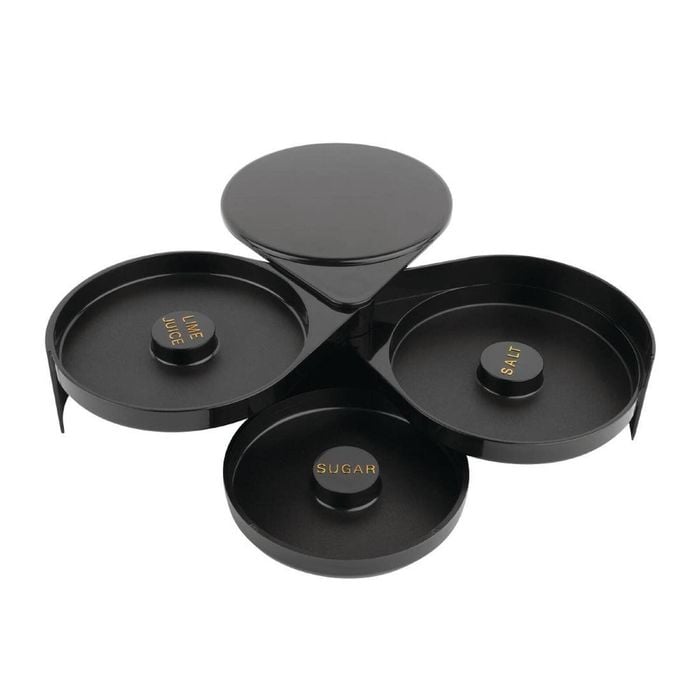 Olympia Glass Rimmer 3 Tier Black Plastic 70x200x160mm Cocktail Bar Equipment