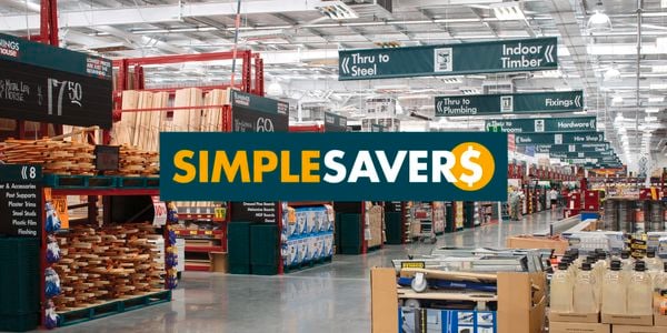 Front aisles of a Bunnings store with simple savers heading.
