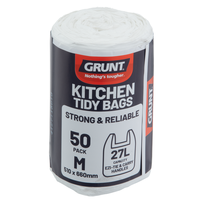 GRUNT 27L White Medium Kitchen Tidy Bags - 50 Pack