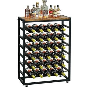 CARLA HOME 6-Tier Freestanding Wine Rack for 30 Bottles with Wood Countertop and Sturdy Metal Frame