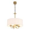 Telbix Shiron Contemporary Pendant Hanging Lamp Light Metal Fabric Brass Ivory Matte Plated