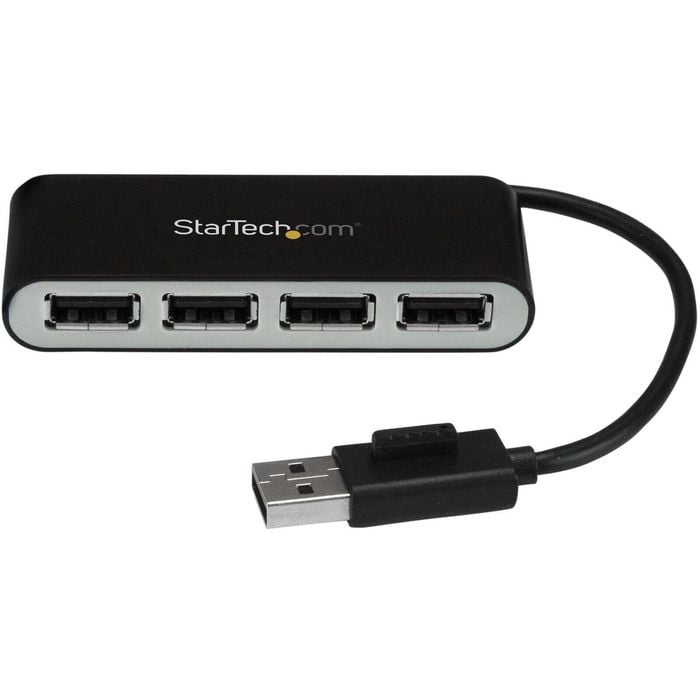 Startech.com Usb Hub - Usb - External - Black, Silver - Taa Compliant - 4 Total Usb Port(s) - 4 Usb 2.0 Port(s) - Pc, Mac, Linux