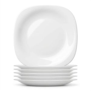 Argon Tableware Square Opalware Dessert Plates - 20cm - White - Pack of 6