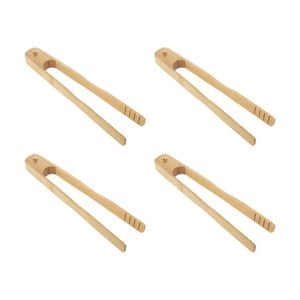 4pk Maxwell & Williams Evergreen Bamboo Toast Tongs Ergonomic Handle - 21 Cm