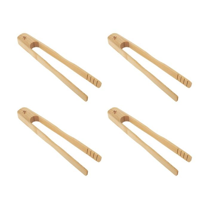4pk Maxwell & Williams Evergreen Bamboo Toast Tongs Ergonomic Handle - 21 Cm