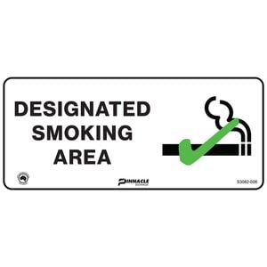 Pinnacle 450 x 200mm Poly Designated Smoking Area Sign
