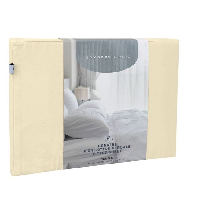 Odyssey Living Breathe Cotton Fitted Bed Sheet King Natural