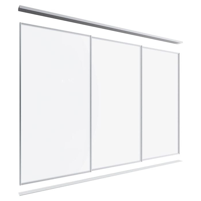Lugna 2400 x 2701-3600mm Clear Anodised Optiglass Panels Wardrobe Triple Sliding Doors