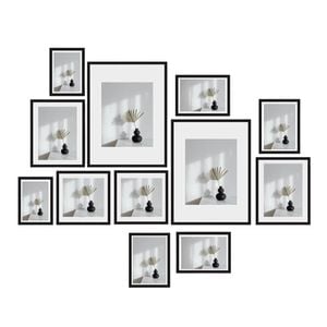 Kitchee 12 Pieces Photo Frame Set - Modern Gallery Wall Pack Matte Black
