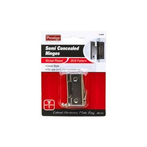 Prestige 45mm Nickel Plated Semi Concealed Cabinet Hinge - 2 Pack