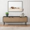 Black Wooden TV Unit Entertainment Cabinet with Slatted Doors (140cm)