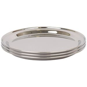 Argon Tableware 40.5cm Serving Platters - 3x Stainless Steel Chrome Dinner Tray Round Tray Plate Large Appetizer Serving Dishes