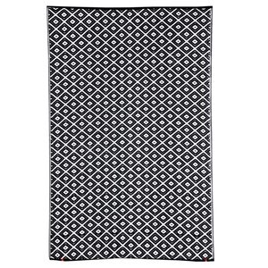 Fab Habitat 150x238cm Black And White Kimberley Diamond Recycled Plastic Reversible Outdoor Rugug