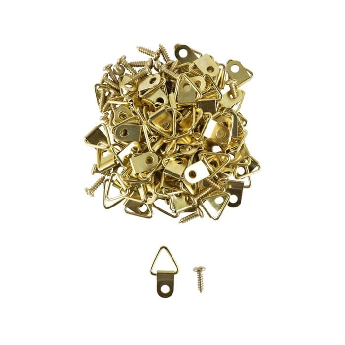 Everhang 10kg Brass Plated Picture Hanging Triangle D-Ring - 100 Pack