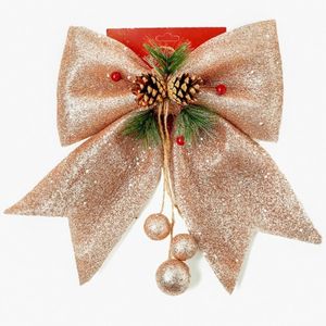 P&P Rose Gold Foam Christmas Bow Decoration 25x30cm Indoor Outdoor Holiday Ornament