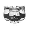 Argon Tableware Glass Storage Jars With Airtight Clip Lid And Chalkboard Stickers - 750ml Set - Pack Of 3