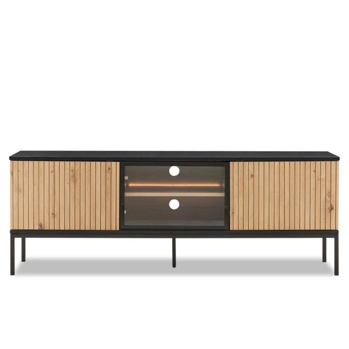 Big Lot 154cm Artisian Oak / Black Brooklyn Entertainment Unit with LED