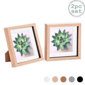 Nicola Spring Shadow Box Frames - 8 X 8" With 6 X 6" Mount - Light Wood - Pack Of 2