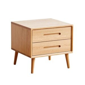 MIUZ Solid Oak Wood Bedside Table, Large Side Storage End Table Shelf Nightstand