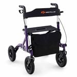 Costway Folding Medical Walker Adjustable Aluminum Rolling Walker Senior Purple