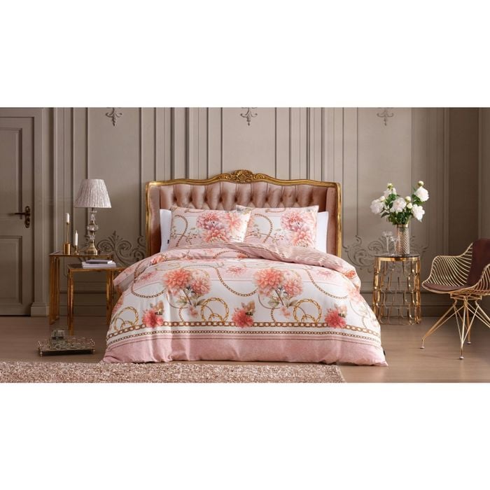 Ardor Versailles Cotton Sateen Comfort Quilt Cover Set Double Bed Peach