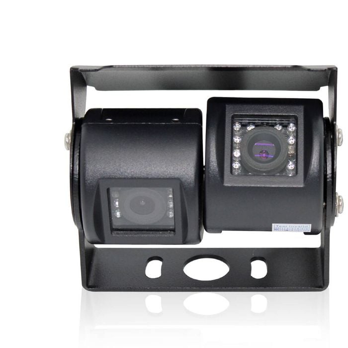 Elinz Dual Twin Joint Bracket 2x 4PIN Heavy Duty 12V/24V CCD Car Truck Reversing Camera MIC 600 TVL