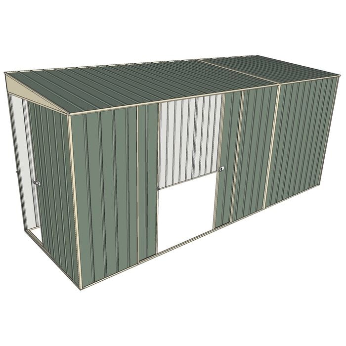Build-a-Shed 1.5 x 4.5 x 2m Double Sliding Side Door Skillion Shed - Green