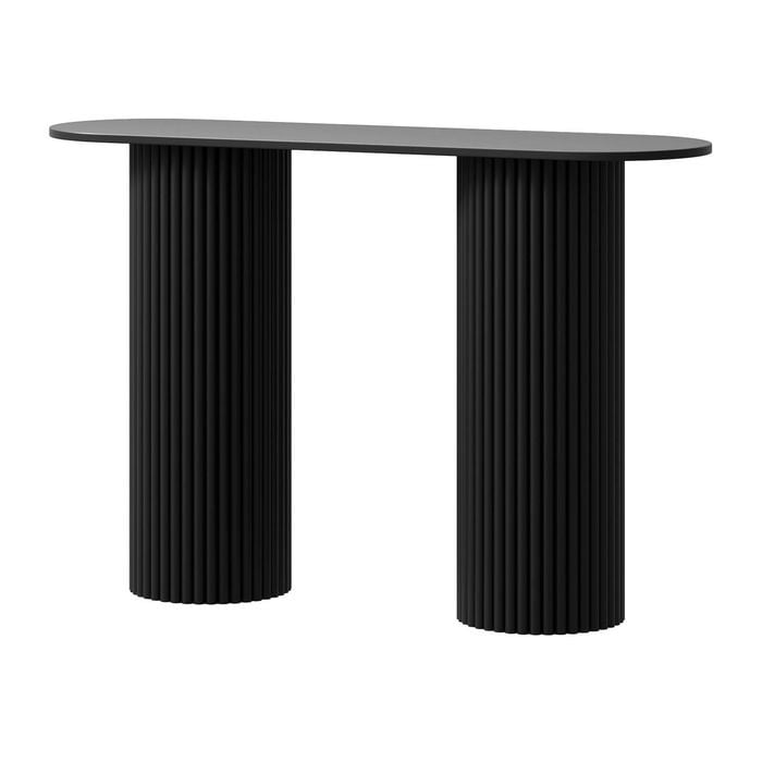 Oikiture Console Table Oval Hallway Desk Modern Entryway Table Black
