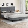 Alfordson Bed Frame Double Size Upholstered Wingback Base Wood Fabric Grey Sarah