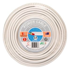 Tycab Cables 2.5mm² x 25m White TPS 2 Core And Earth Cable