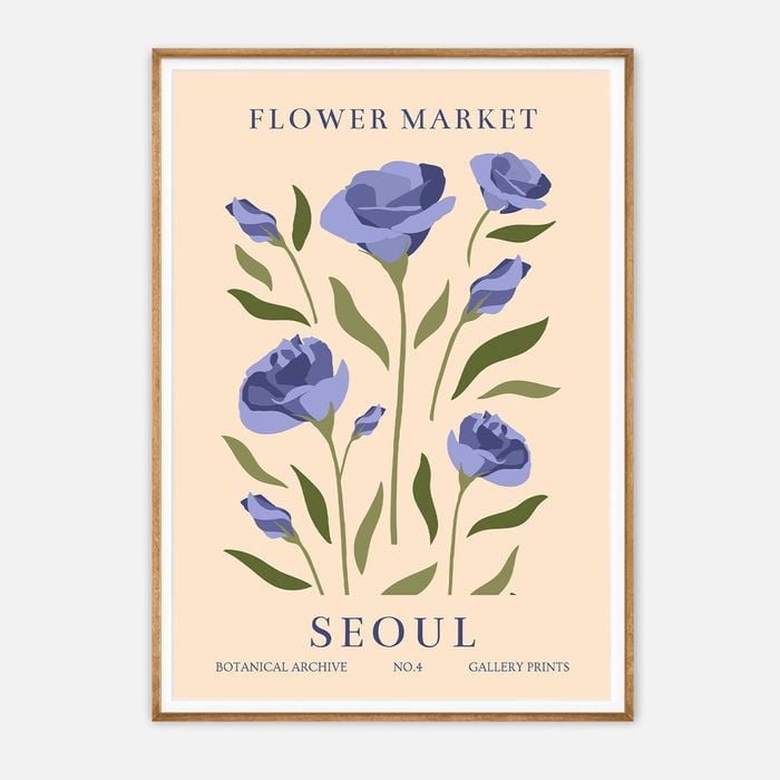 Galrie Seoul Flower Market Botanical Archive No.4 Art Print Elegant Floral Decor, Wood Frame, A0 84 x 119cm (33 x 47inch)