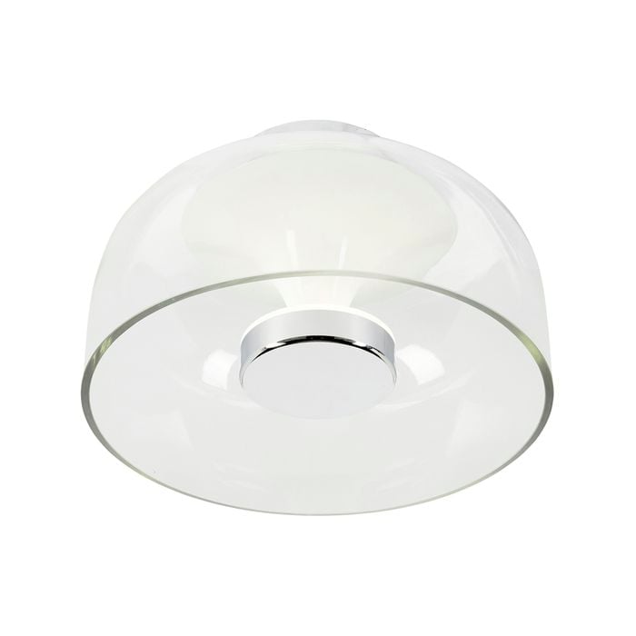 Brilliant 24cm LED Ceiling Light IP44 Sato Chrome with Glass Shade