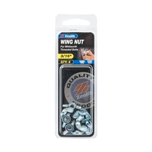 Zenith 3/16" Zinc Plated Wing Nut - 8 Pack
