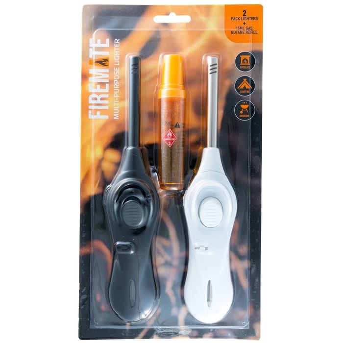 Firemate Multi Purpose Lighters with 15mL Butane Gas Refill - 2 Pack