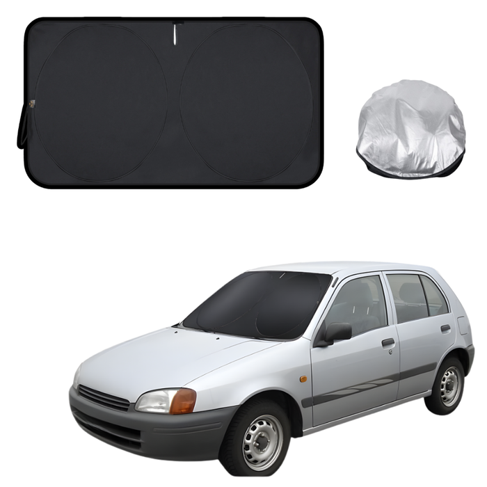 Front Windscreen Sun Shade for Toyota Starlet 1996 - 1999 (P90) - Standard 150 x 85 cm - Black
