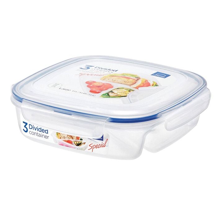 Locknlock 750ml Airtight Classic Special 3-Section Lunch Food Container Clear