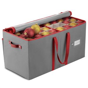 Catzon Large Christmas Ornament Storage Box - Stores 128 Ornaments with Dividers-Grey