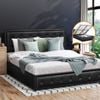 Oikiture Bed Frame Queen Size Gas Lift Black ENZO