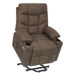 Advwin Electric Lift Recliner Massage Chair Lounge Heat Sofa USB Port Armchair Brown