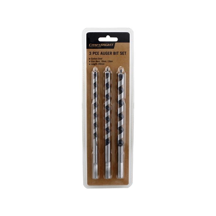 Craftright 200mm 3 Piece Auger Drill Bit Set