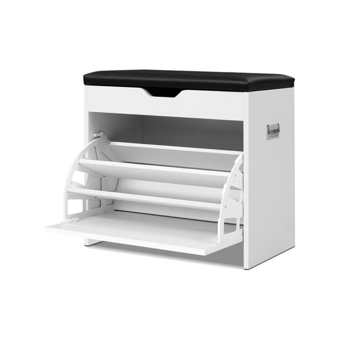 Shoe Storage Rack Bench 3-tier 15 Pairs White Artiss
