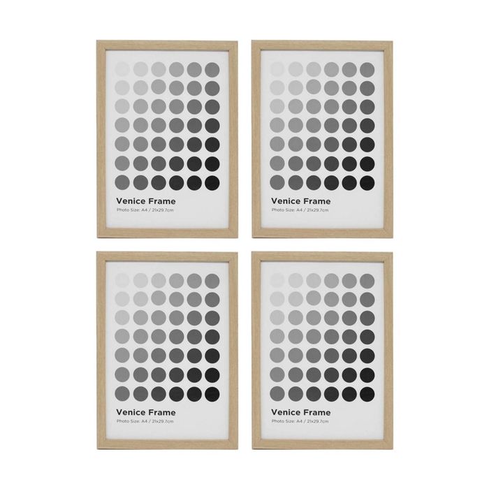 4PK Braz A4 Venice Image Photo Document Display Frame 29.7x21cm Beech