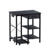 Ufurniture Printer Stand With Charging Station Rolling Paper Shredder Stand Rack With Fabric Drawer & Open Shelves Black