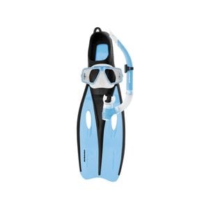 3pc Mirage Challenger Adult Medium Mask/Snorkel/Flipper Set Sky Blue