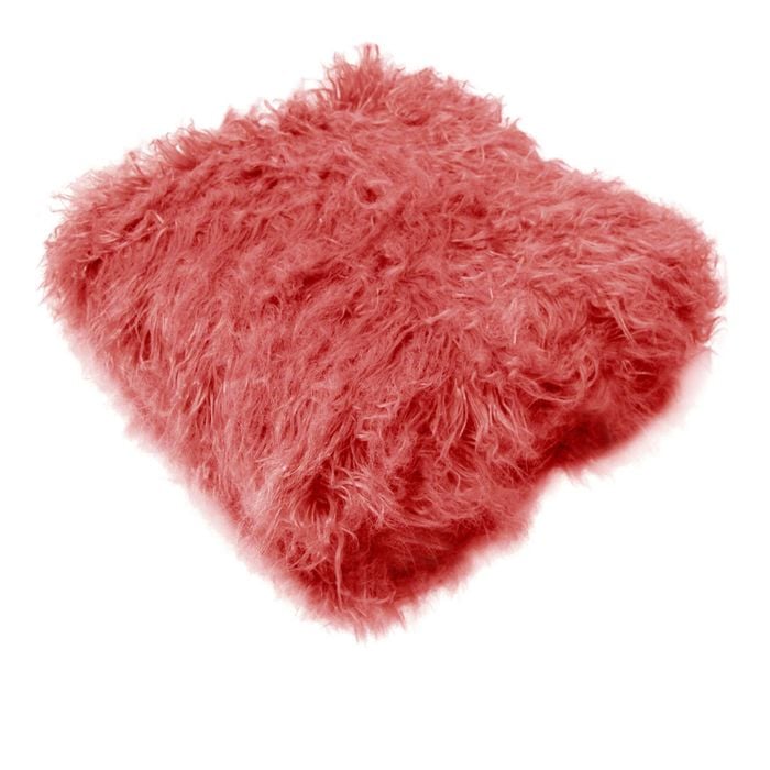Maya Curly Long Hair Faux Fur Throw Rug 127 x 152 cm Pastel Red