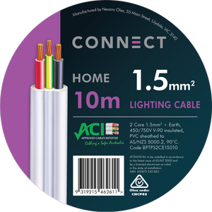 Olex 1.5mm x 10m Nexans 2 Core And Earth Connect Lighting Cable