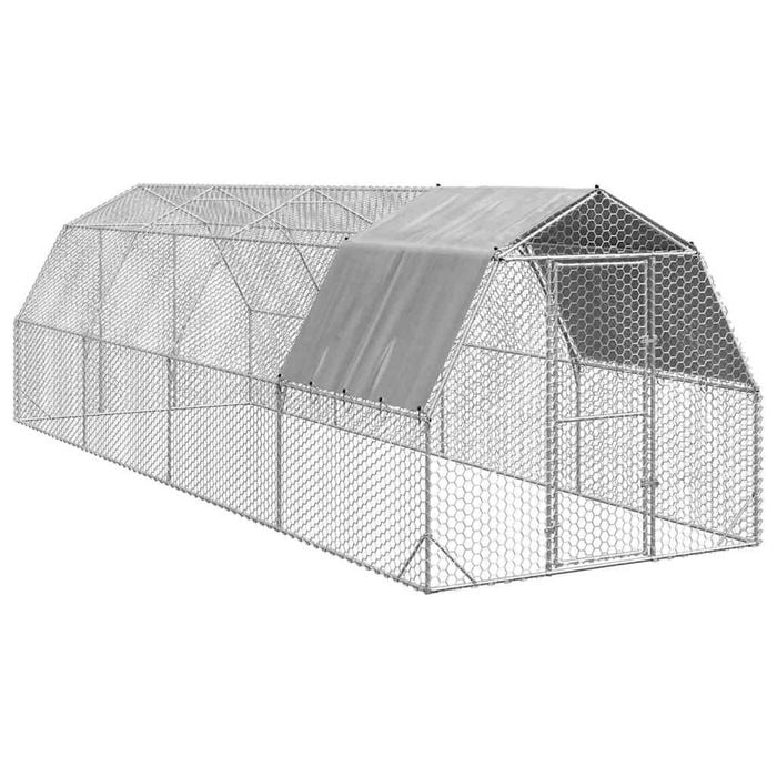 vidaXL Chicken Run with Roof 2.5x8x2.25 m Galvanised Steel Walk-in Chicken Run